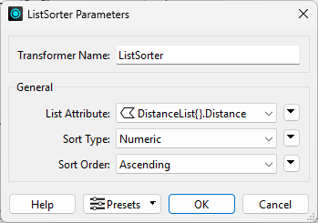 ListSorter parameters